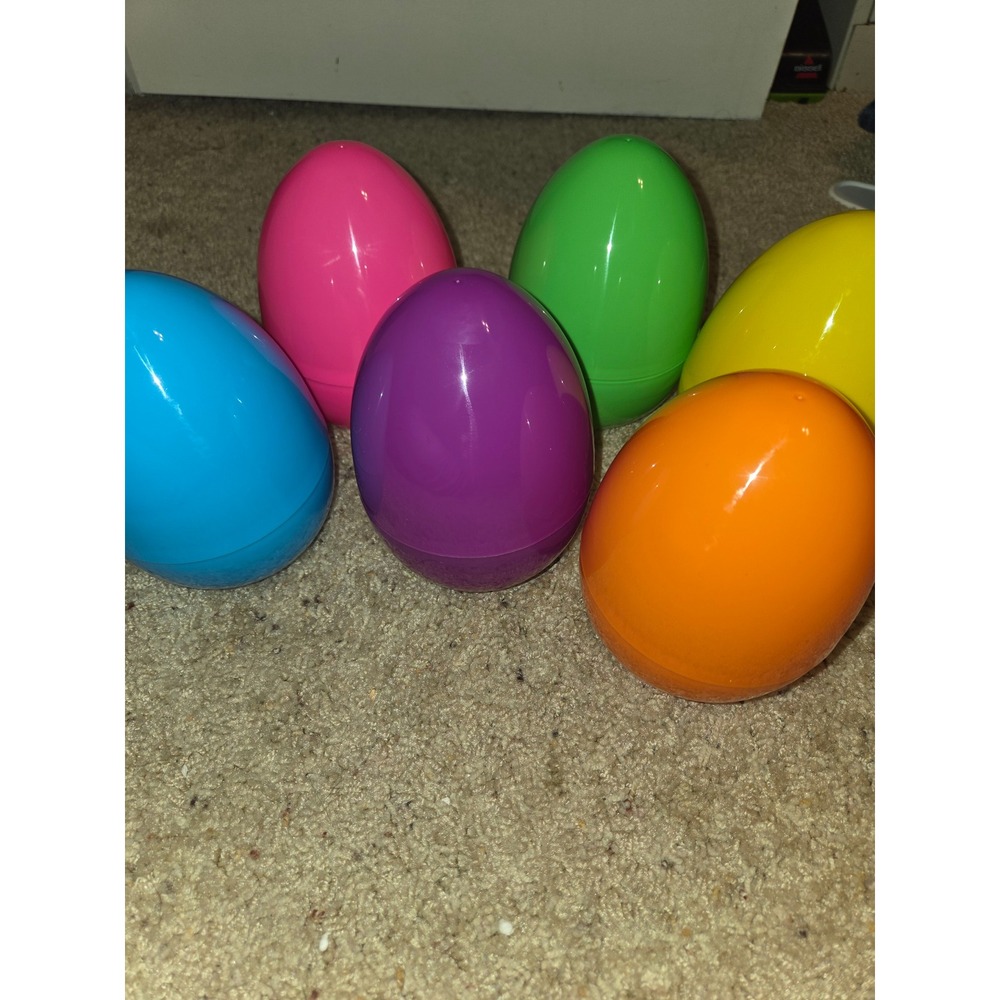 Jumbo Plastic Easter Eggs 6 Pack Large Fillable Colorful Spring Decor 6 Inch